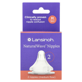 لانسينو‏, حلمات NaturalWave® ، لعمر 3 أشهر فأكثر ، تدفق متوسط ، حلمتان