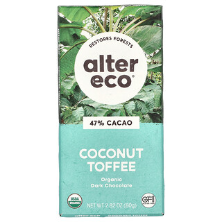 Alter Eco, Biologische pure chocoladereep met kokoskaramel, 47% cacao, 80 g