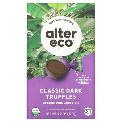 

Alter Eco Органические классические трюфели, черный шоколад, 120 г (4,2 унции)