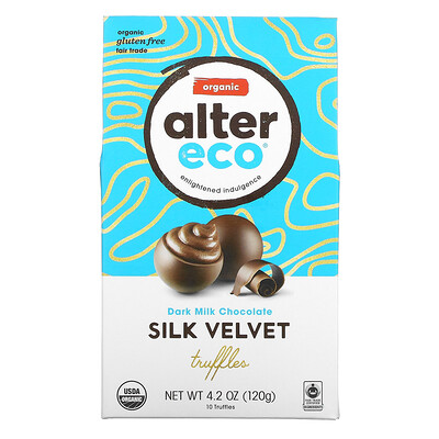 Alter Eco Органический темный молочный шоколад, шелковистые бархатные трюфели, 4,2 унц. (120 г)