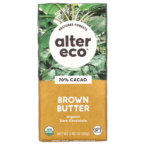 Alter Eco, Organic Dark Chocolate, Dunkle Bio-Schokolade, braune Butter, 70% Kakao, 80 g (2,82 oz.)