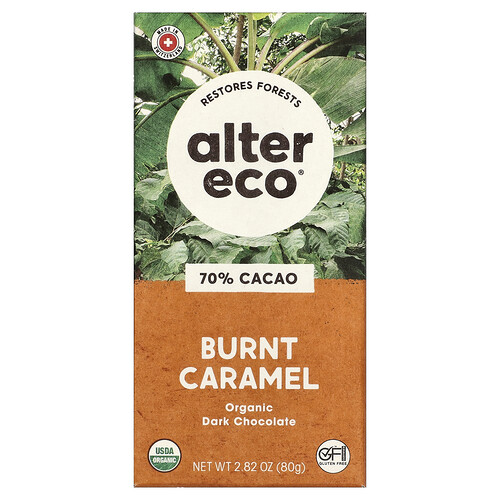 Alter Eco, Organic Dark Chocolate Bar, Burnt Caramel, dunkle Bio-Schokolade mit Karamell, 70% Kakao, 80 g (2,82 oz)