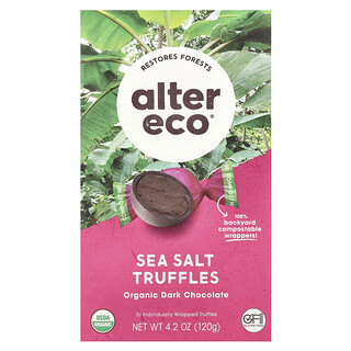 Alter Eco, Trufas de Chocolate Amargo Orgânico, Sal Marinho, 10 Trufas Embaladas Individualmente, 120 g (4,2 oz)