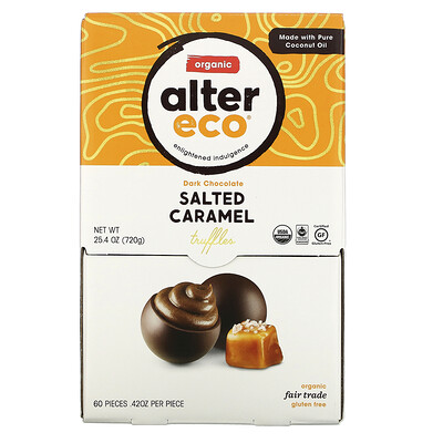 Alter Eco Organic Dark Chocolate Truffles, Salted Caramel, 60 Pieces, .42 oz Each
