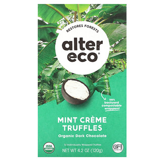 Alter Eco, Biologische muntcrème truffels, pure chocolade, 120 g
