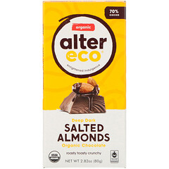Alter Eco, Organic Chocolate Bar, Deep Dark Salted Almonds, 2.82 oz (80g)