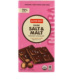 Alter Eco, Органический шоколад, темная соль и солод, 2.82 унц. (80 г.)
