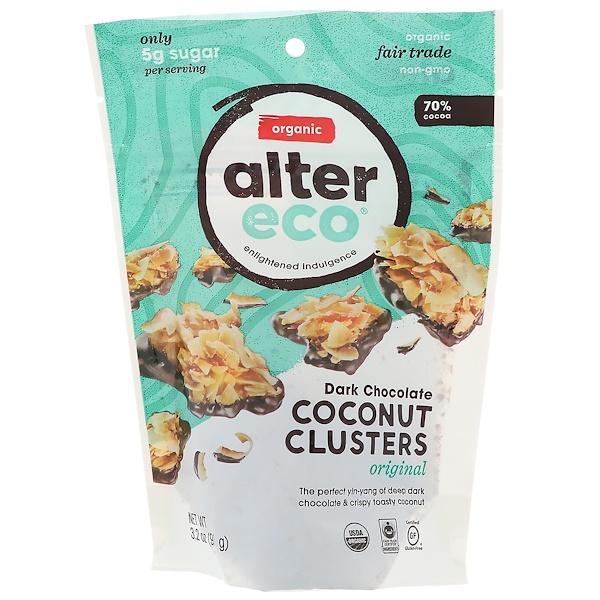 Alter Eco, ТемнÑй Ñоколад Ñ ÐºÐ¾ÐºÐ¾Ñом, оÑигиналÑнÑй, 3,2 ÑнÑ. (91 г.)