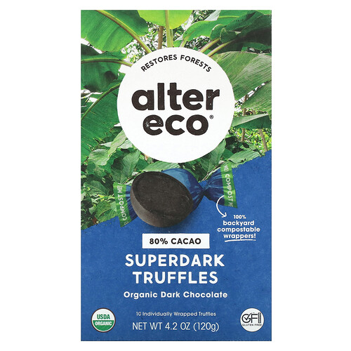 Alter Eco, Organic Superdark Trüffel, dunkle Schokolade, 80% Kakao, 120 g (4,2 oz.)