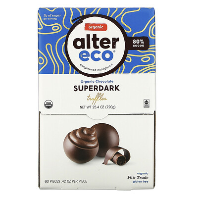 Alter Eco Organic Chocolate Truffles, Superdark, 60 pieces, .42 oz Each