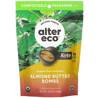 Alter Eco, Органические бомбы из темного шоколада и миндального масла, 3,8 унции (108 г)