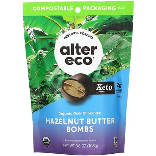 Alter Eco, Органический темный шоколад с ореховой пастой, 108 г (3,8 унции)