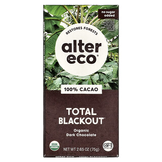 Alter Eco, Total Blackout®, Barra de Chocolate Amargo Orgânico, 100% Cacau, 75 g (2,65 oz)