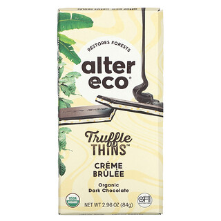 Alter Eco, Truffle Thins, Dunkle Bio-Schokoladentafel, Crème Brûlée, 2,96 oz. (84 g)