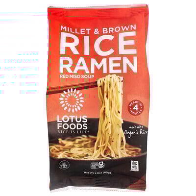 Lotus Foods, Ramen de mijo y arroz integral, Sopa de miso rojo`` 80 g (2,8 oz)