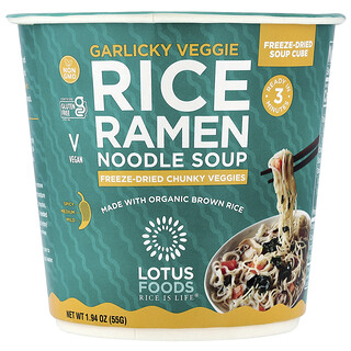 Lotus Foods, Sopa de fideos con ramen de arroz, Vegetales con ajo, 55 g (1,94 oz)