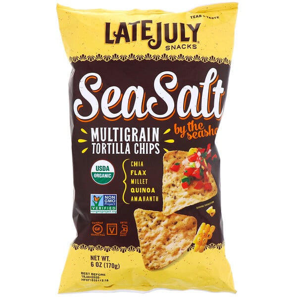 Late July, Multigrain Tortilla Chips, Sea Salt by the Seashore, 6 oz (170 g)