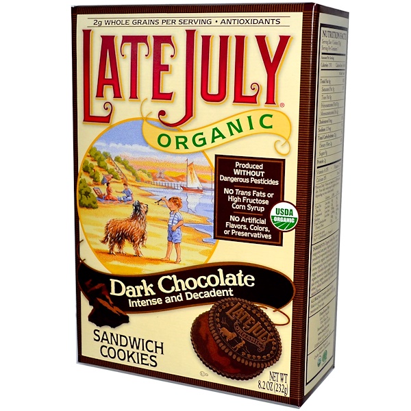Late July, Organic Sandwich Cookies, Dark Chocolate, 8.2 oz (232 g) (Discontinued Item) 
