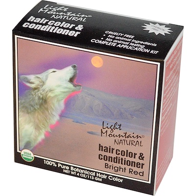 Light Mountain Натуральная краска и кондиционер для волос, ярко-рыжий, 4 унции (113 г)