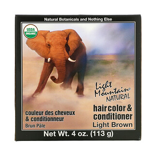 Light Mountain, Coloration naturelle pour cheveux et après-shampoing, châtain clair, 4 oz (113 g)