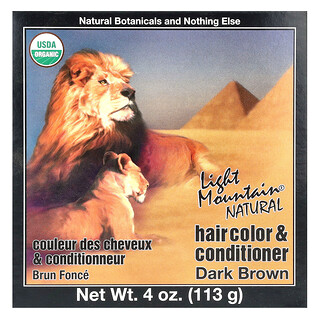 Light Mountain, Natuurlijke haarkleur en conditioner, donkerbruin, 113 g