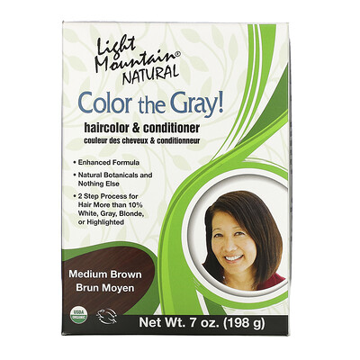 Light Mountain Color the Gray! Натуральная краска для волос, средний коричневый 7 унции (198 г)