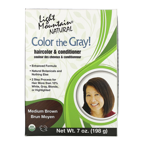 Light Mountain, Color the Gray! Natural Haircolor & Conditioner, Medium