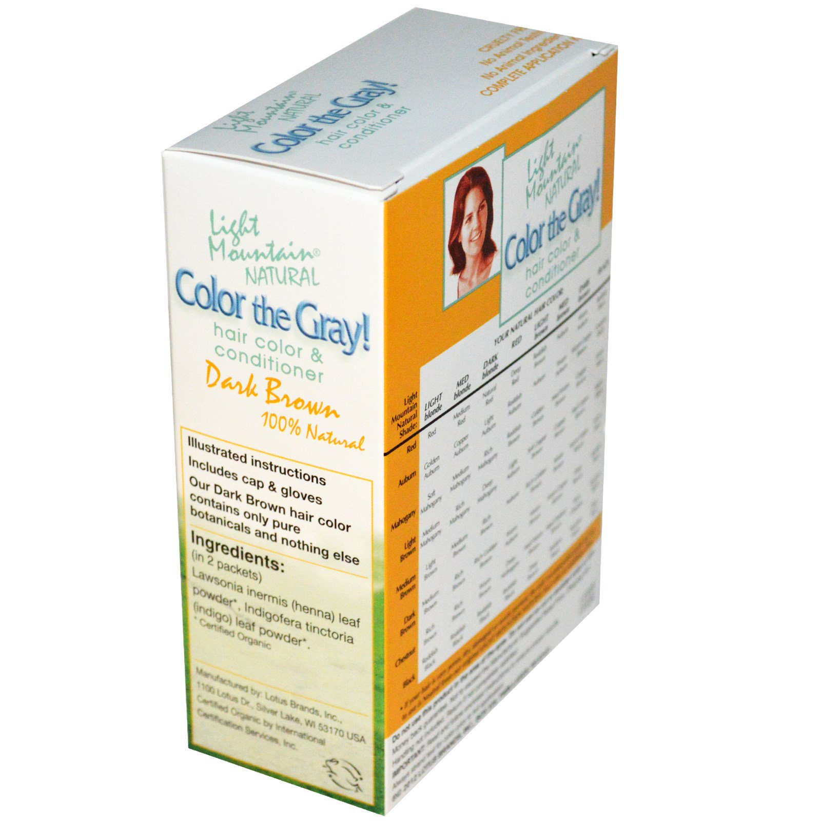 Light Mountain, Color the Gray!, Natural Hair Color & Conditioner, Dark Brown, 7 oz (197 gm) iHerb