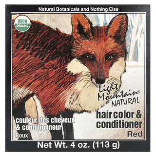 Light Mountain, Natuurlijke haarkleur en conditioner, rood, 113 g