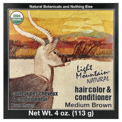 Light Mountain, Natürliche Haarfarbe & Conditioner, Mittelbraun, 4 oz (113 g)