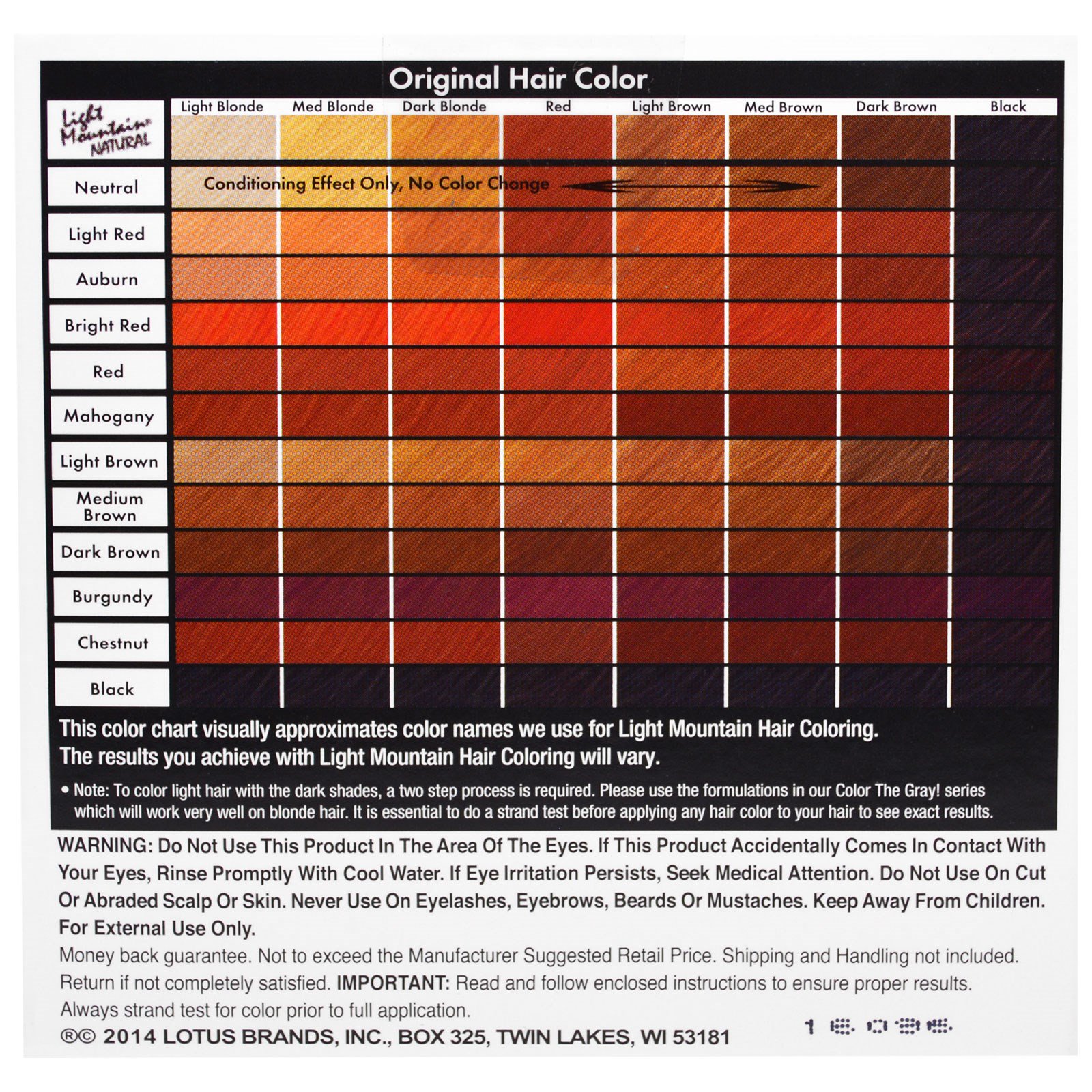 Light Mountain Henna Color Chart