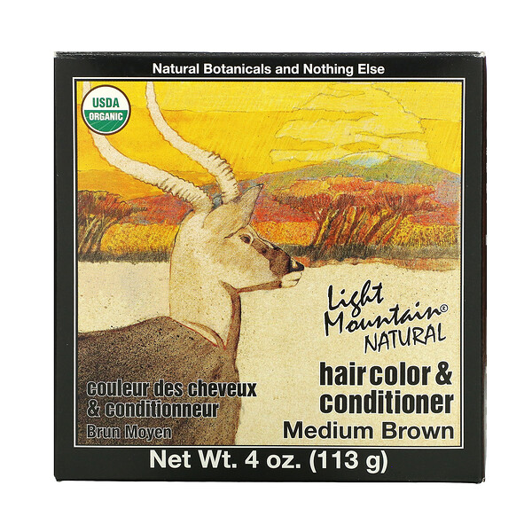 Light Mountain‏, Natural Hair Color & Conditioner, Medium Brown, 4 oz (113 g)