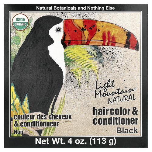 Light Mountain, Natⁿrliche Haarfarbe und -spⁿlung, schwarz, 4 oz (113 g)