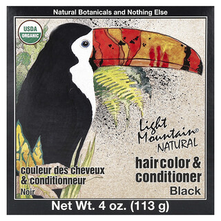 Light Mountain, Natural Hair Color & Conditioner, Black, 4 oz (113 g)