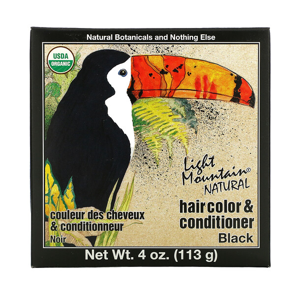 Light Mountain‏, Natural Hair Color & Conditioner, Black, 4 oz (113 g)