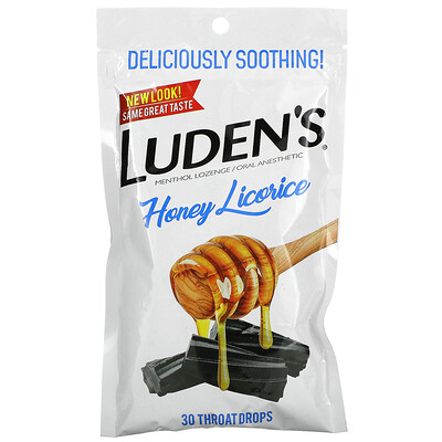 Luden's Леденцы с ментолом / анестетик для полости рта, медовая солодка, 30 капель для горла