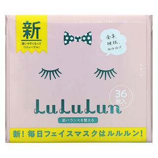 Lululun, قناع وجه تجميلي لاستعادة توازن البشرة، 36 قناعًا ورقيًا، 17.58 أونصة سائلة (520 مل)