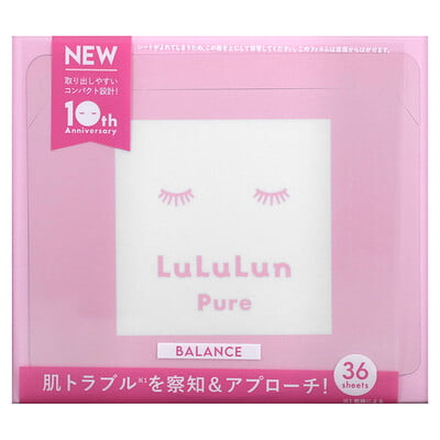 Lululun Pure Balance, Beauty Sheet Mask, розовая 8FB, 36 шт., 520 мл (18 жидк. Унций)