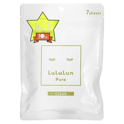 Lululun Precious Clear, тканевая маска Pure Beauty, белая 4KS, 7 шт., 108 мл (3,65 жидк. Унции)