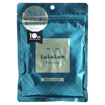 Lululun Precious Balance, Beauty Sheet Mask, зеленая 4KS, 7 шт., 108 мл (3,65 жидк. Унции)