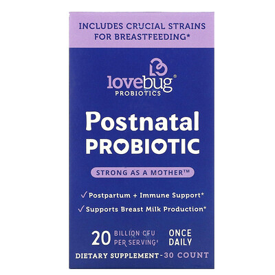 LoveBug Postnatal Probiotic, 20 Billion CFU, 30 Count