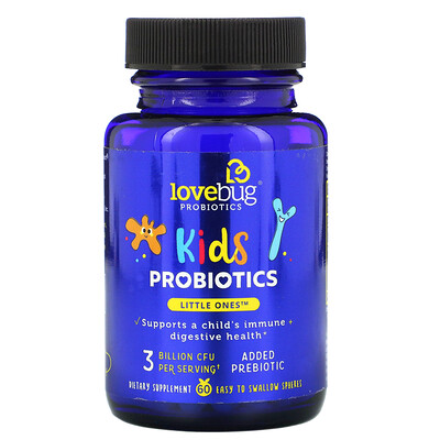 LoveBug Kids Probiotics, Little Ones, 3 Billion CFU, 60 Easy To Swallow Spheres