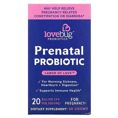 LoveBug Prenatal Probiotic, 20 Billion CFU, 30 Count