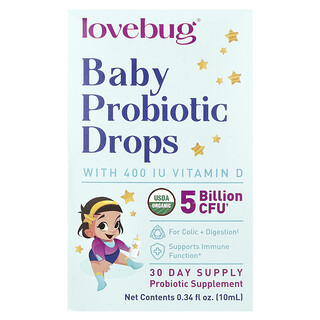 LoveBug Probiotics, Babyprobioticadruppels met vitamine D, 10 ml