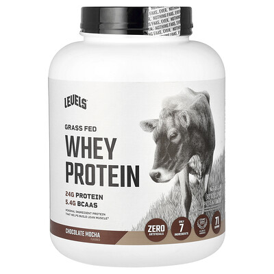 Levels, Proteína de suero de leche proveniente de animales alimentados con pasturas en polvo, Chocolate y moca, 2,27 kg (5 lb)