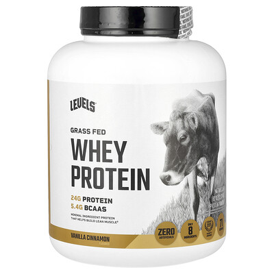 Levels, Proteína de suero de leche proveniente de animales alimentados con pasturas en polvo, Vainilla y canela, 2,27 kg (5 lb)