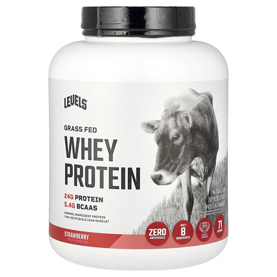 Levels, Proteína de suero de leche proveniente de animales alimentados con pasturas en polvo, Fresa, 2,27 kg (5 lb)