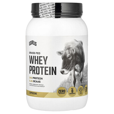 Levels, Proteína de suero de leche proveniente de animales alimentados con pasturas en polvo, Capuchino, 907 g (2 lb)