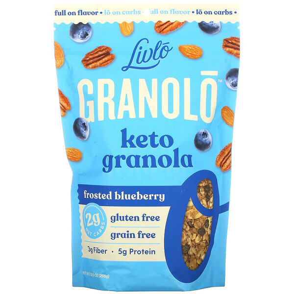 Granolo، جرانولا مناسبة لنظام كيتو الغذائي، التوت الأزرق المجمد، 10.5 أونصة (298 جم)