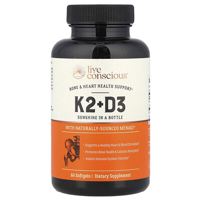 Product Image for Live Conscious, K2+D3, 60 Softgels